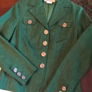 Harve Benard Kelly green linen blazer 4 EUC